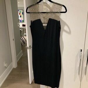 Bailey/44 Black jersey with sheer and crystal details.